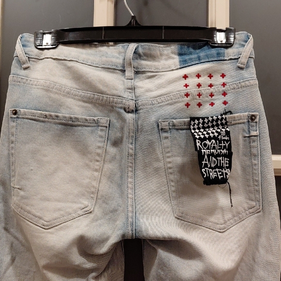 Ksubi Sz.28 Waist,Unisex, Light Blue Relaxed Jeans with Graphic Details....